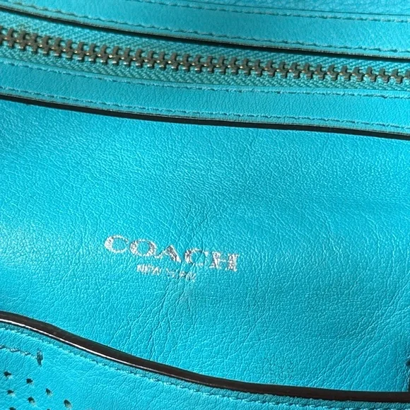 COACH Legacy Haley Perforated Satchel Bag Robin Blue Hangtag Style # 23577 - Picture 3 of 16